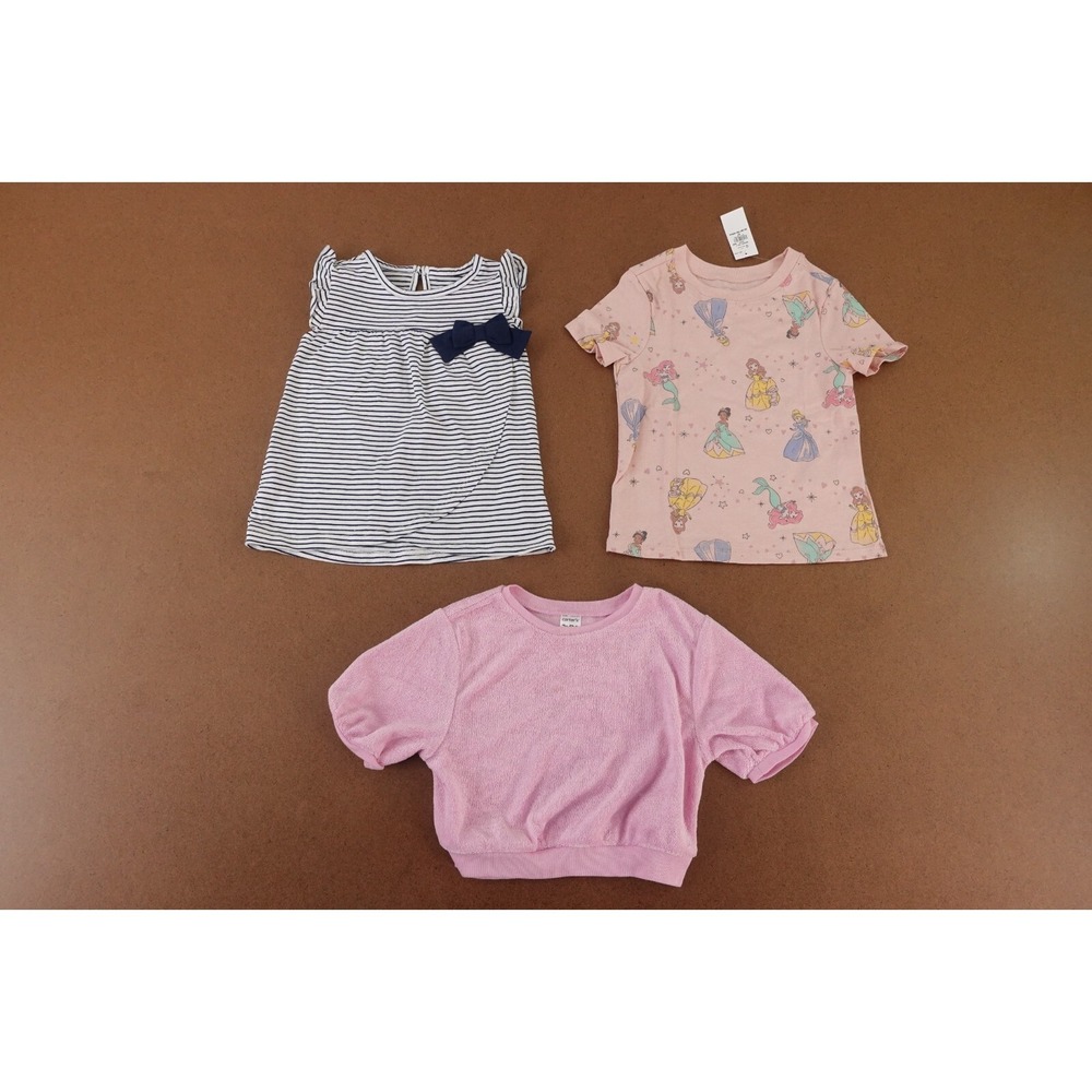 Toddler Girl 2T Mixed Brands Short Sleeve Colorful Pullover Tops 3 Pieces New